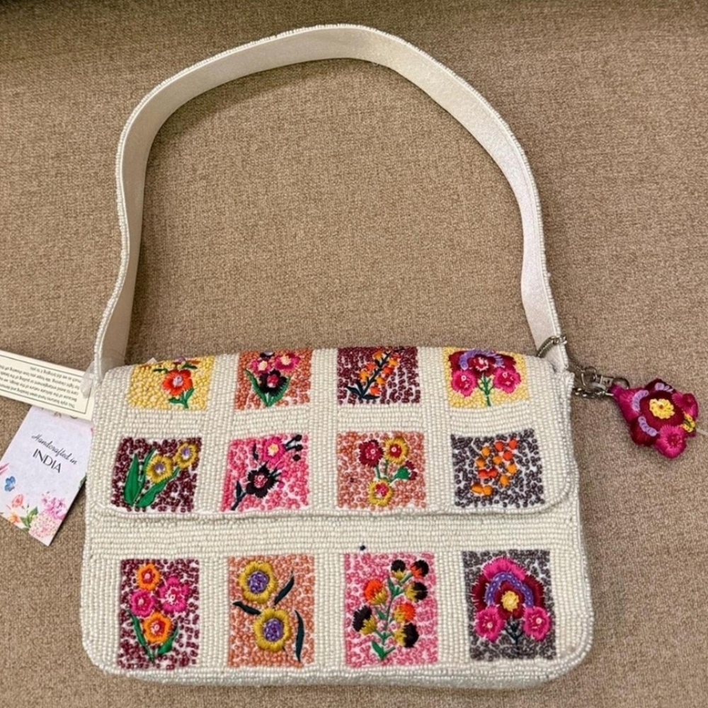 Embroidered Floral Patchwork Shoulder Bag